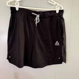 Reebok Athletic Training Shorts Mens Large Black Zipper Pockets Drawstring